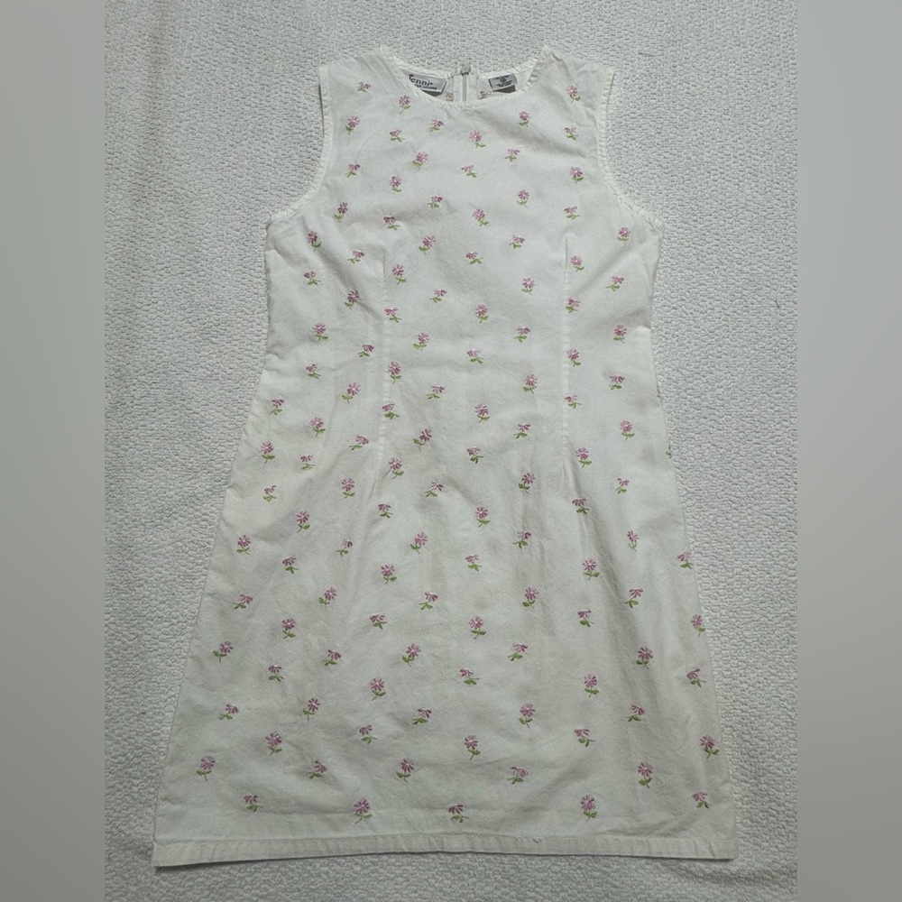 Jenni by Jennifer Moore Girl 12 White Cotton Floral Embroidered Sleeveless Dress - Picture 8 of 9